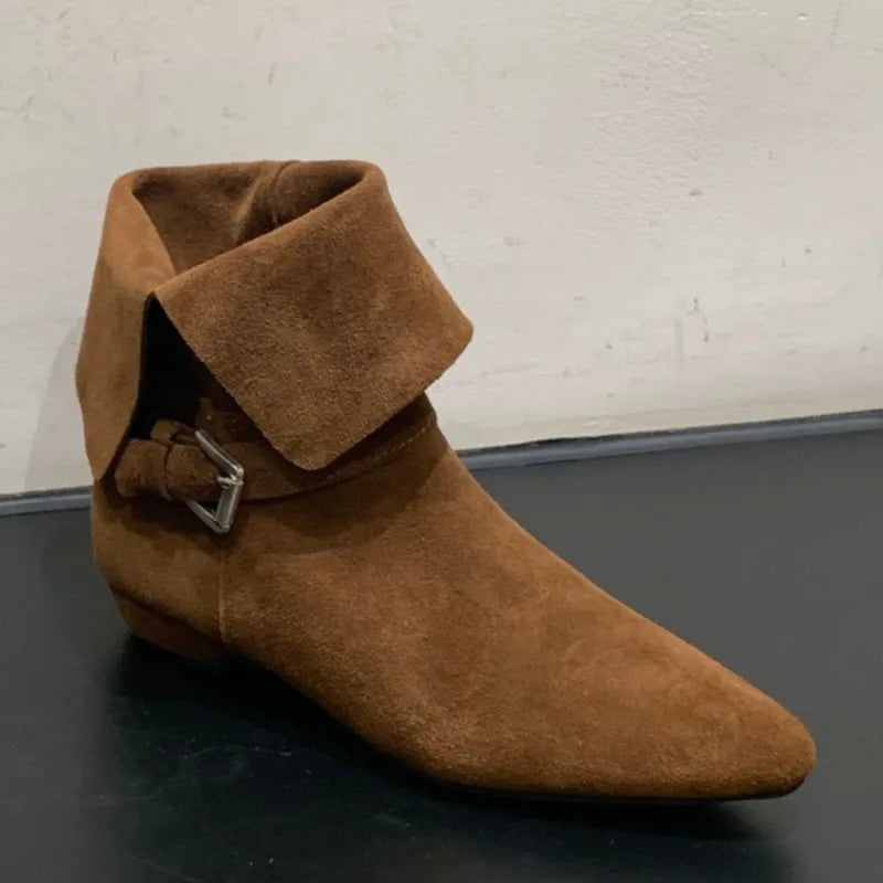 Genuine Leather Low Heel Ankle Boots