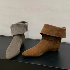 Genuine Leather Low Heel Ankle Boots
