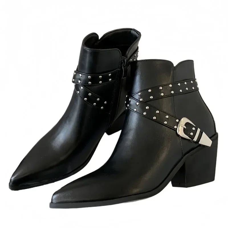 Genuine Leather Western Ankle Boots