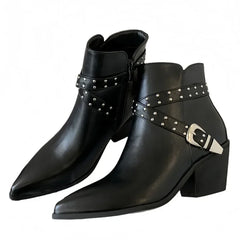 Genuine Leather Western Ankle Boots