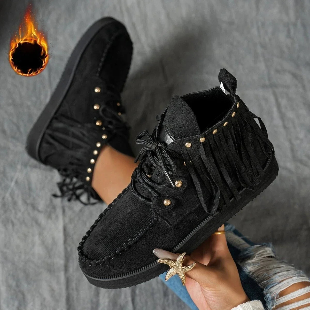 Goth Style Tassel Ankle Boots