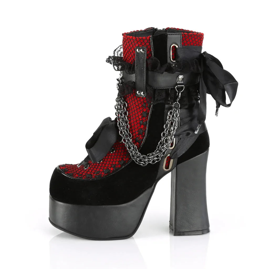 Gothic Style Chain Lace Up Bow Women Short Boots