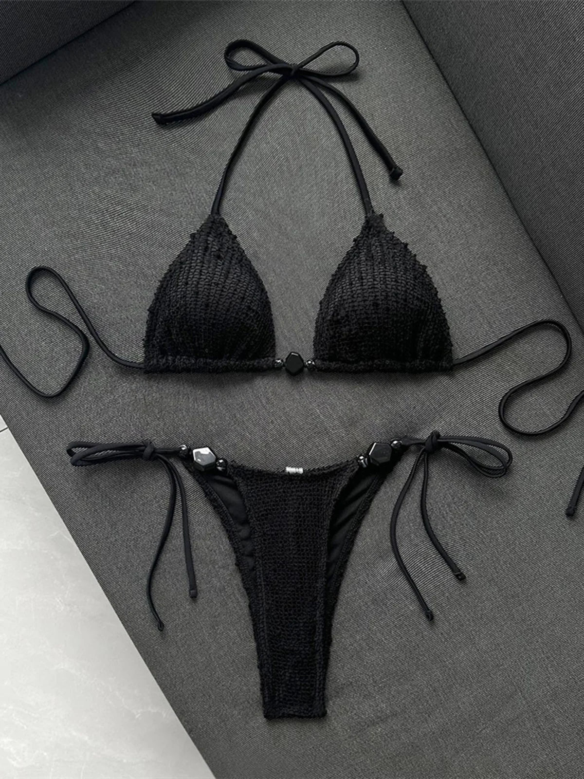 Halter Fishnet Bikini Two-pieces Bikini Set