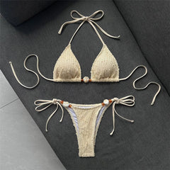 Halter Fishnet Bikini Two-pieces Bikini Set