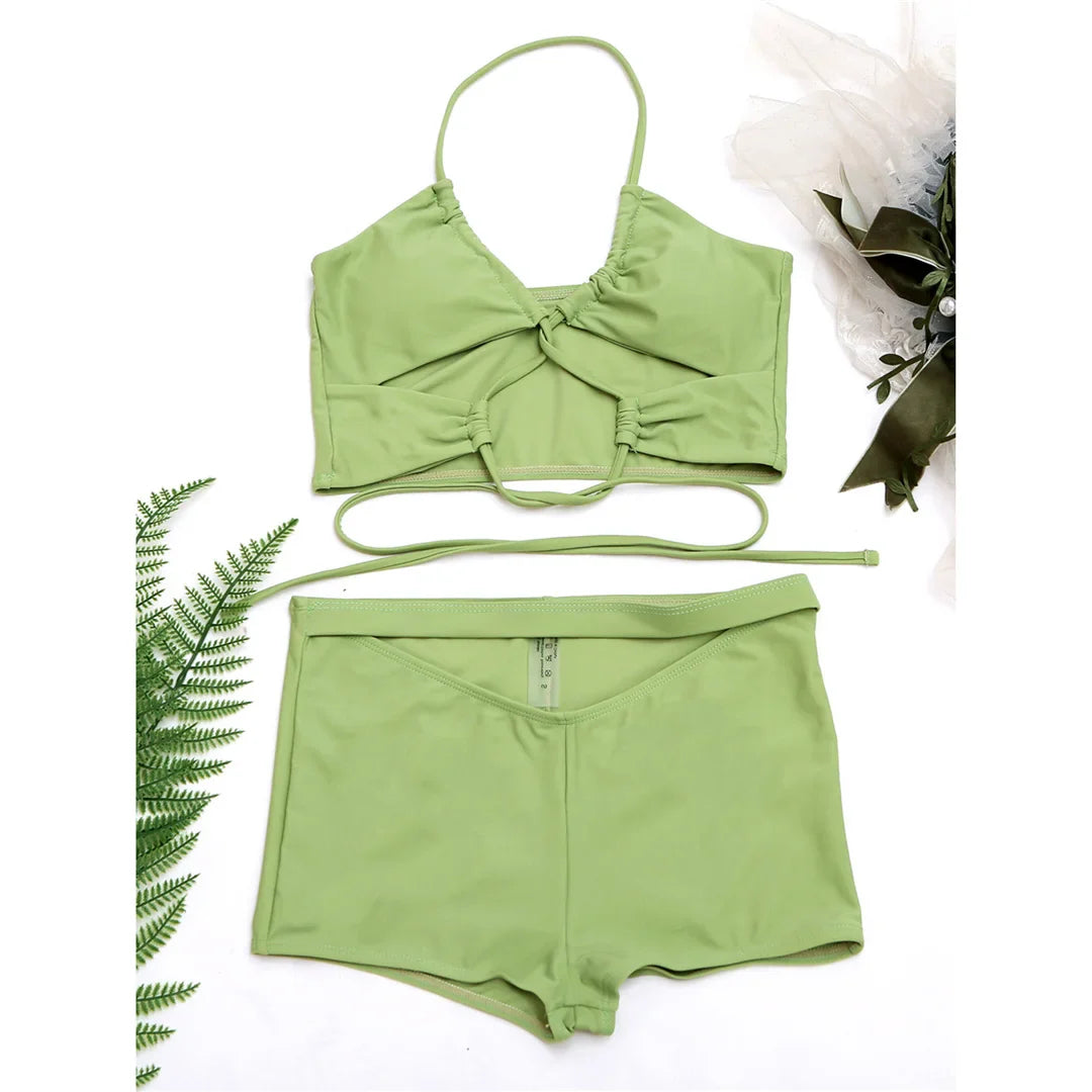 Halter Bikini Two-pieces Bikini Set Cut Out Lady