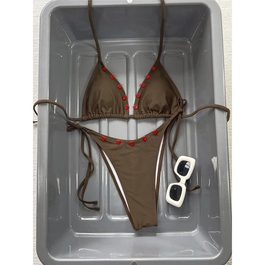 Halter Strappy Bikini Two-pieces Bikini Set