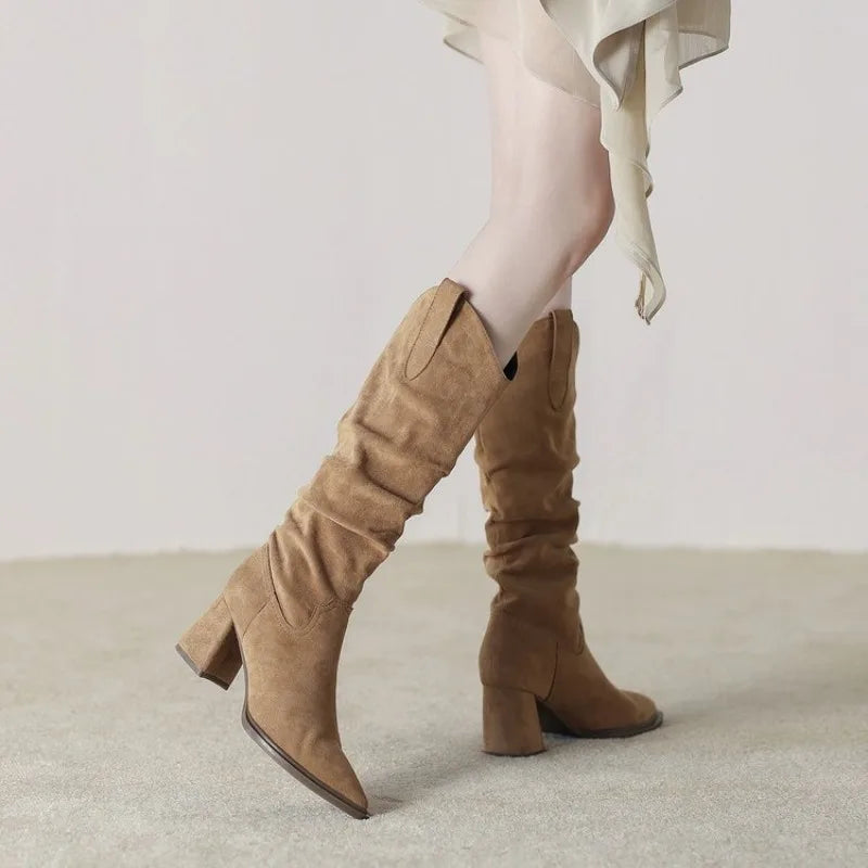 High Heeled Long Tube Boots