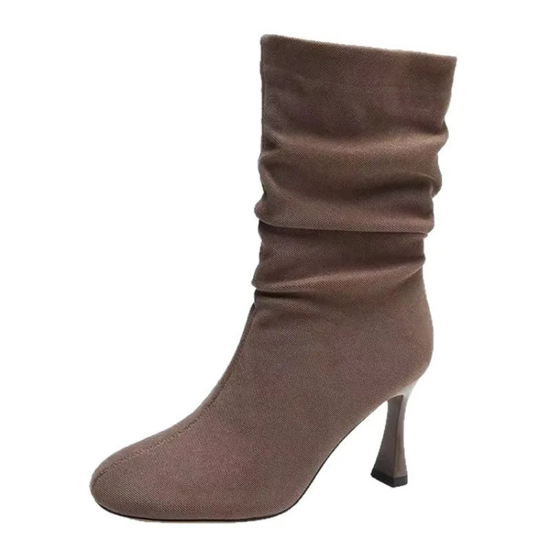 High Heeled Pile Boots