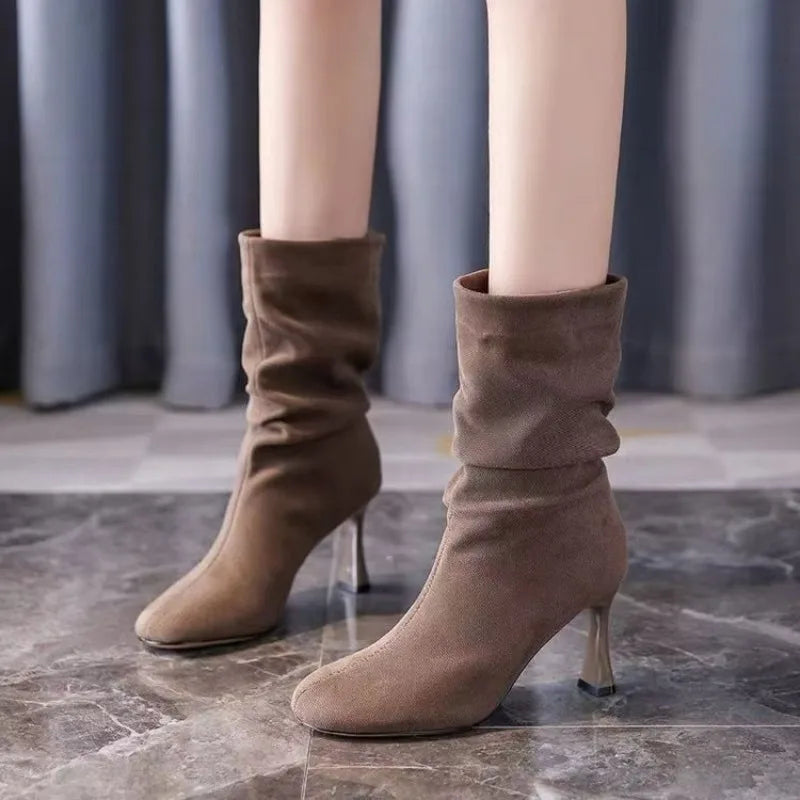 High Heeled Pile Boots