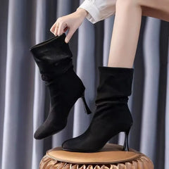 High Heeled Pile Boots