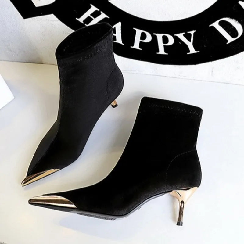 High Quality 5CM-8CM Metal Pointed Short Boots