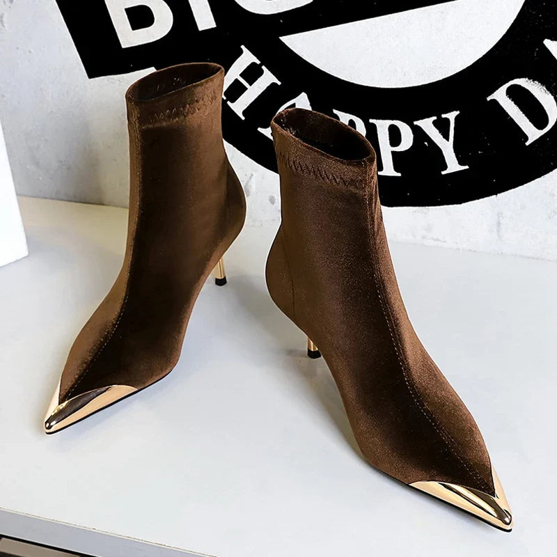High Quality 5CM-8CM Metal Pointed Short Boots