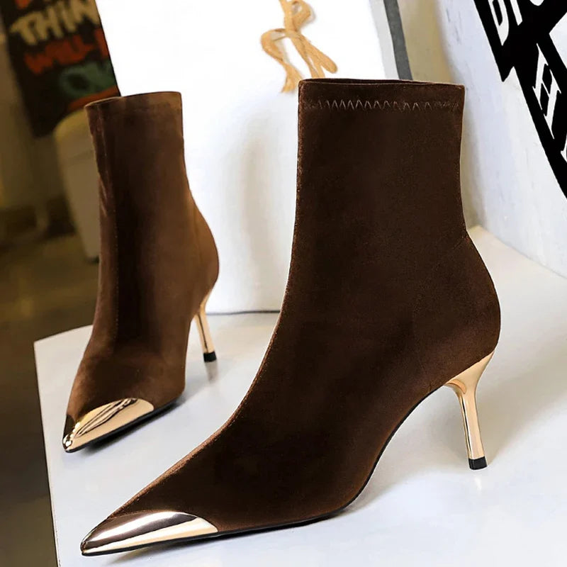 High Quality 5CM-8CM Metal Pointed Short Boots