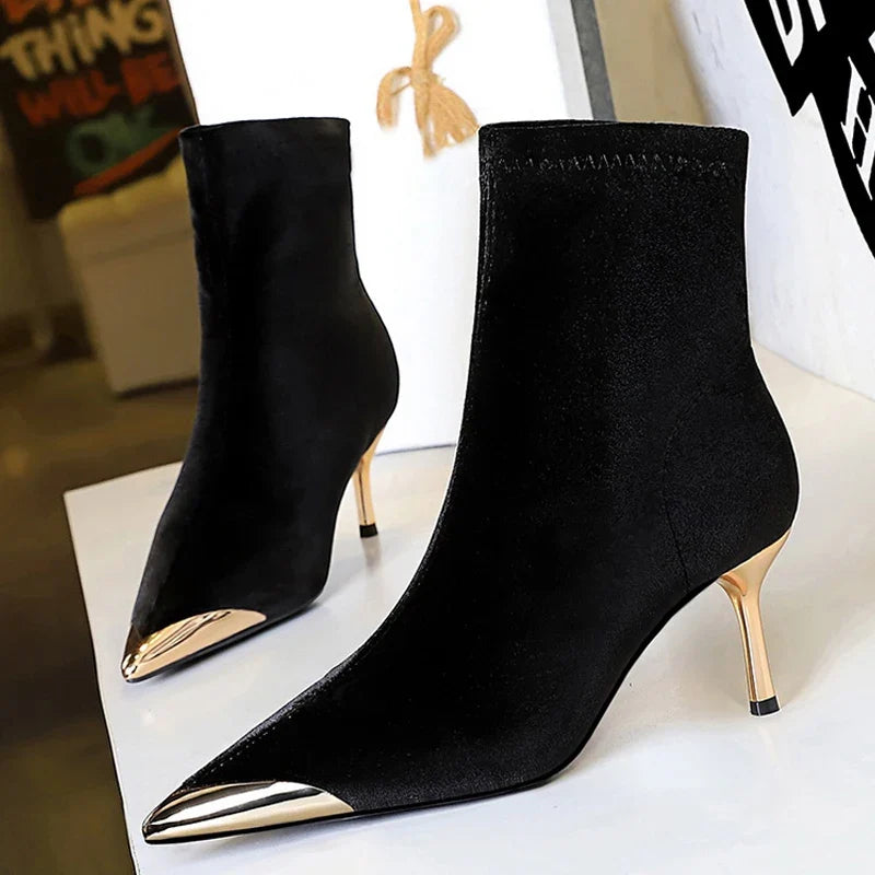 High Quality 5CM-8CM Metal Pointed Short Boots