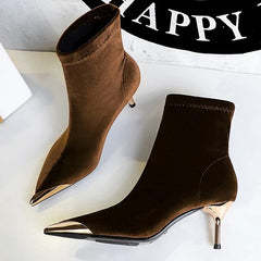 High Quality 5CM-8CM Metal Pointed Short Boots