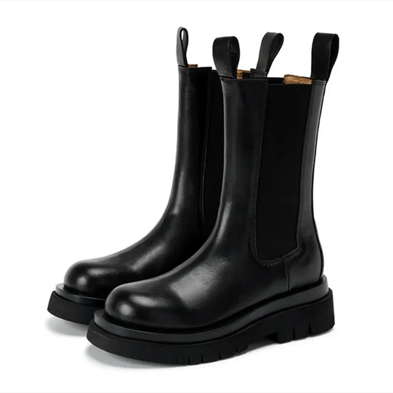 High Quality Black Leather Ankle Boots