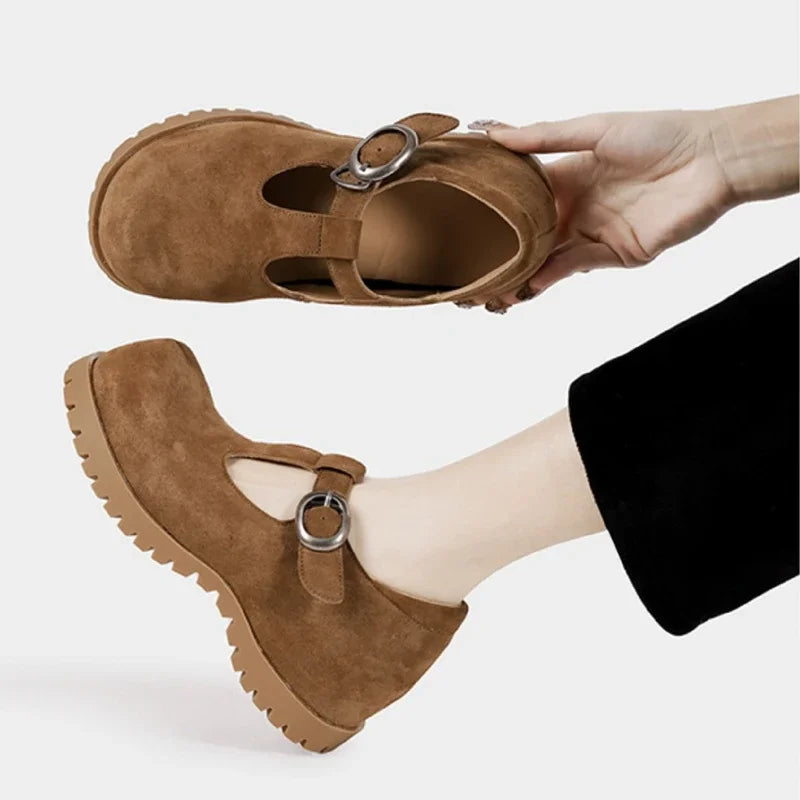 High Quality Faux Suede Mary Jane Shoes