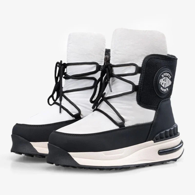 High Quality Fluffy Warm Platform Snow Boot Women Lace Up Design Brand Snow Boot Cozy Anti-slip Waterproof Mid-calf Boot