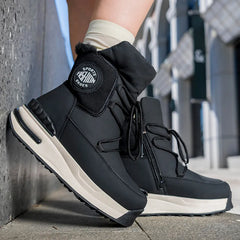High Quality Fluffy Warm Platform Snow Boot Women Lace Up Design Brand Snow Boot Cozy Anti-slip Waterproof Mid-calf Boot