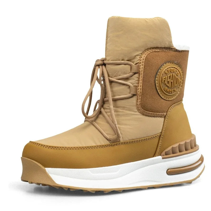 High Quality Fluffy Warm Platform Snow Boot Women Lace Up Design Brand Snow Boot Cozy Anti-slip Waterproof Mid-calf Boot