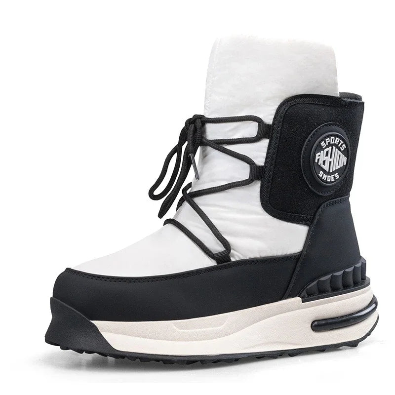 High Quality Fluffy Warm Platform Snow Boot Women Lace Up Design Brand Snow Boot Cozy Anti-slip Waterproof Mid-calf Boot