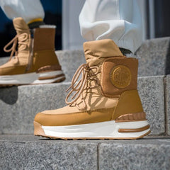 High Quality Fluffy Warm Platform Snow Boot Women Lace Up Design Brand Snow Boot Cozy Anti-slip Waterproof Mid-calf Boot