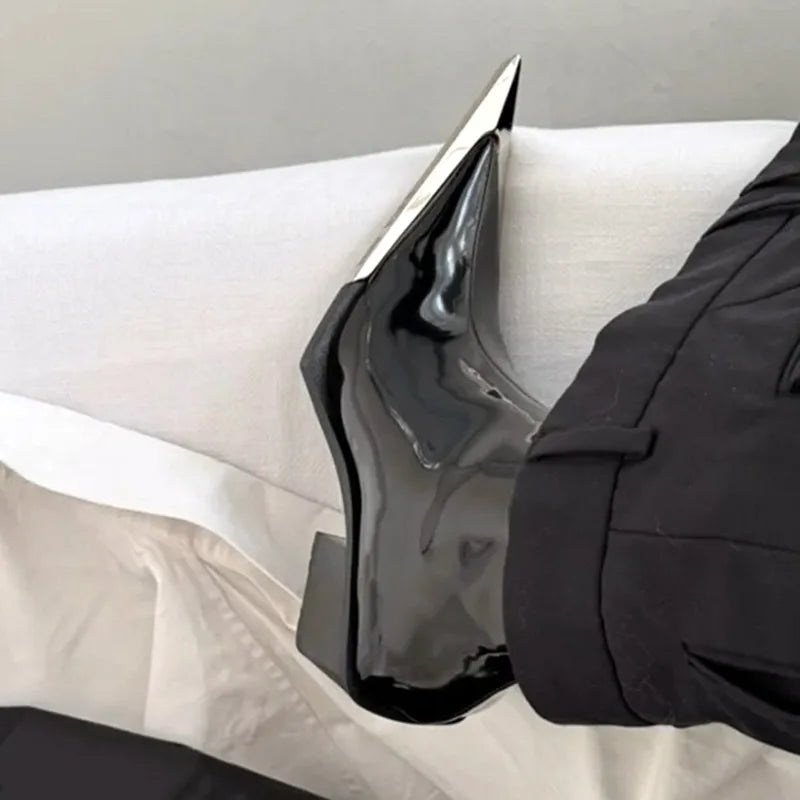 High Quality Patent Leather Ankle Boots