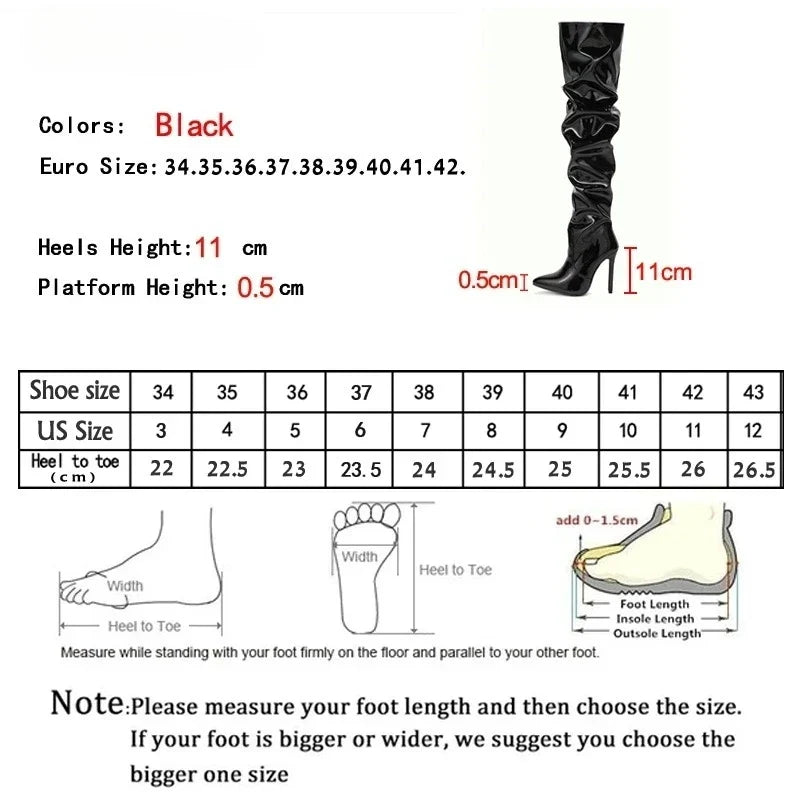 High Quality Patent Leather Knee High Boots