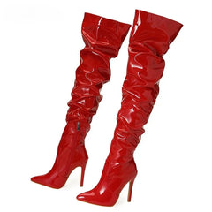 High Quality Patent Leather Knee High Boots