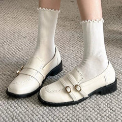 High Quality Patent Leather Loafers Women Double Narrow Band Buckle Designer Shoes