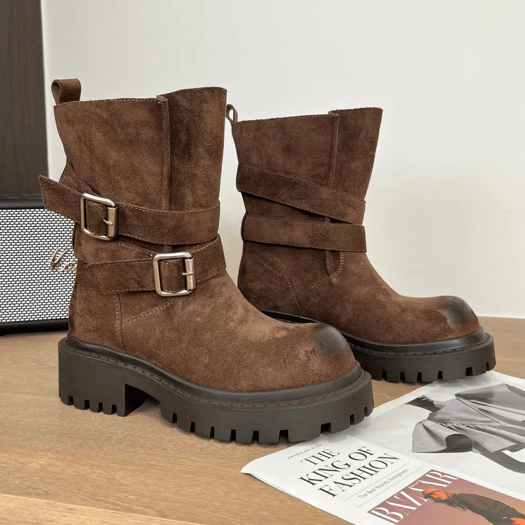 High Quality Retro Women Leather Short Boots