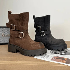 High Quality Retro Women Leather Short Boots