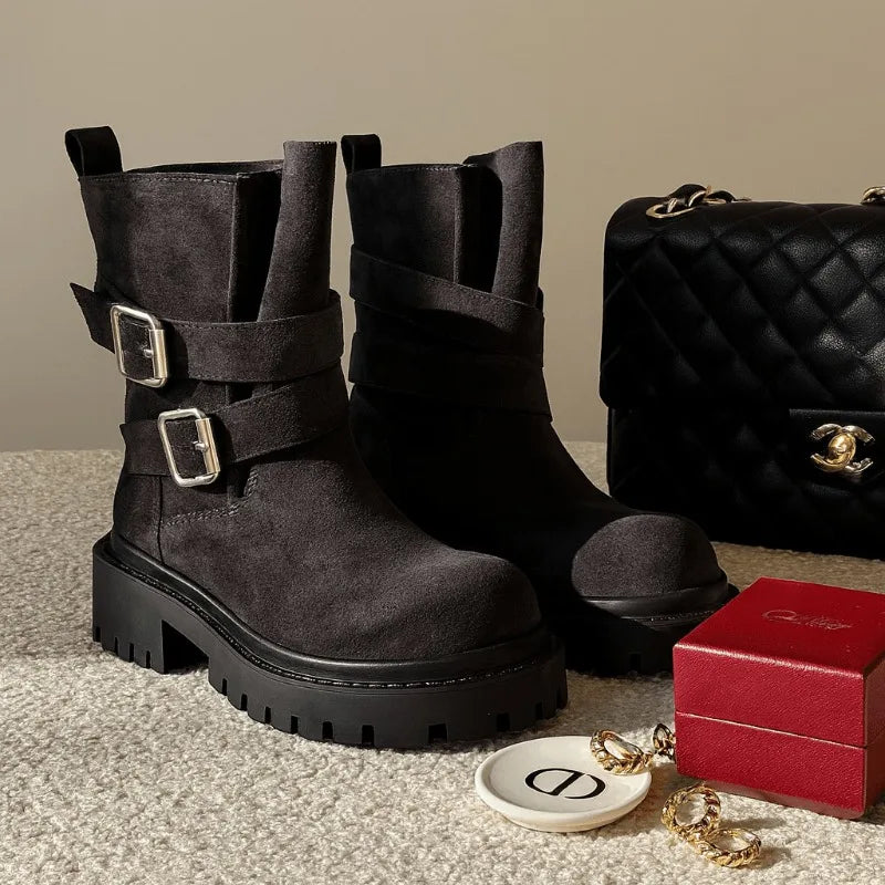 High Quality Retro Women Leather Short Boots