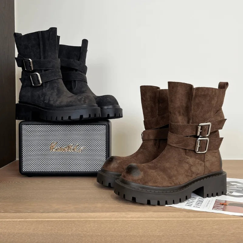 High Quality Retro Women Leather Short Boots