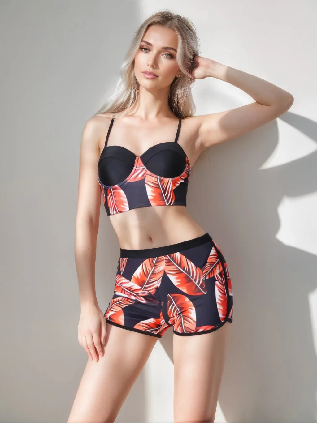 Bikini Set with Boy Strappy Triangle Top Swimsuit Sling Tops Two Piece Swimwears