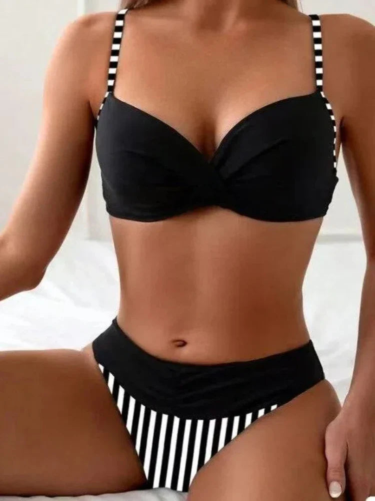Striped & Polka Dot Bikini Set Strappy Two-Piece Swimsuit Two Piece Panties Set Swimsuit