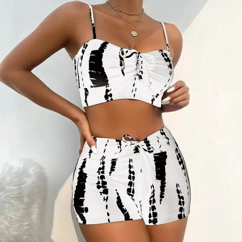 Tummy Control Bikini Set Conservative Boyleg Swimsuit, Tight Fit Two Piece for Sling