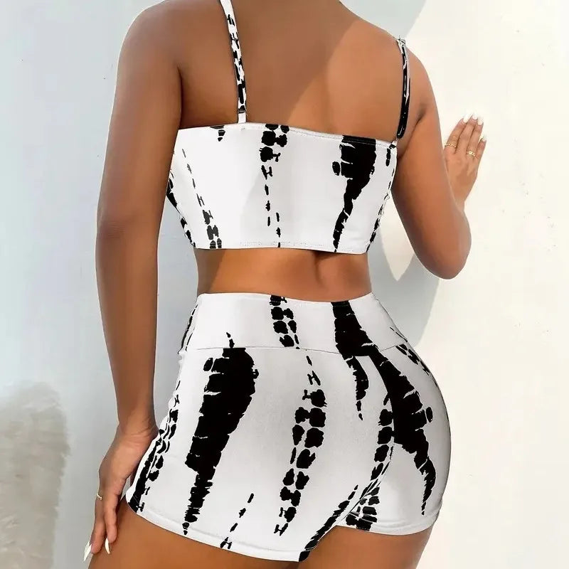 Tummy Control Bikini Set Conservative Boyleg Swimsuit, Tight Fit Two Piece for Sling