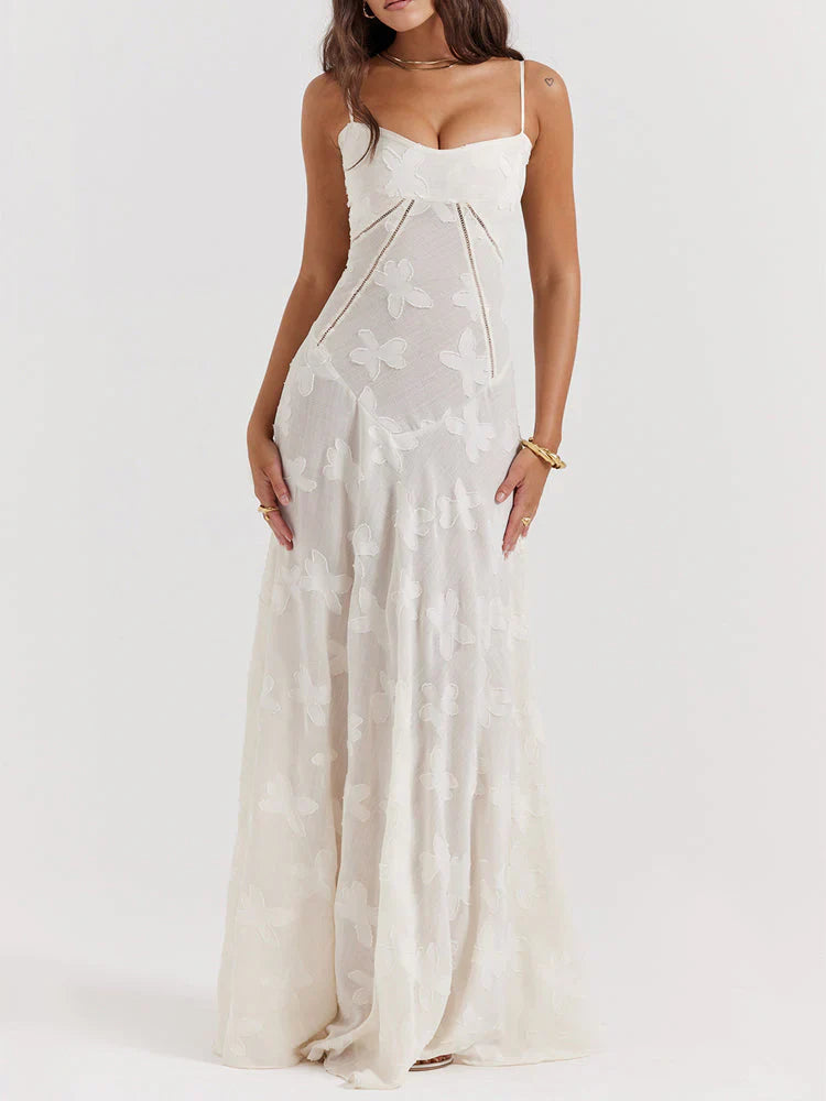 Fishbone halter dress crushed flower dress
