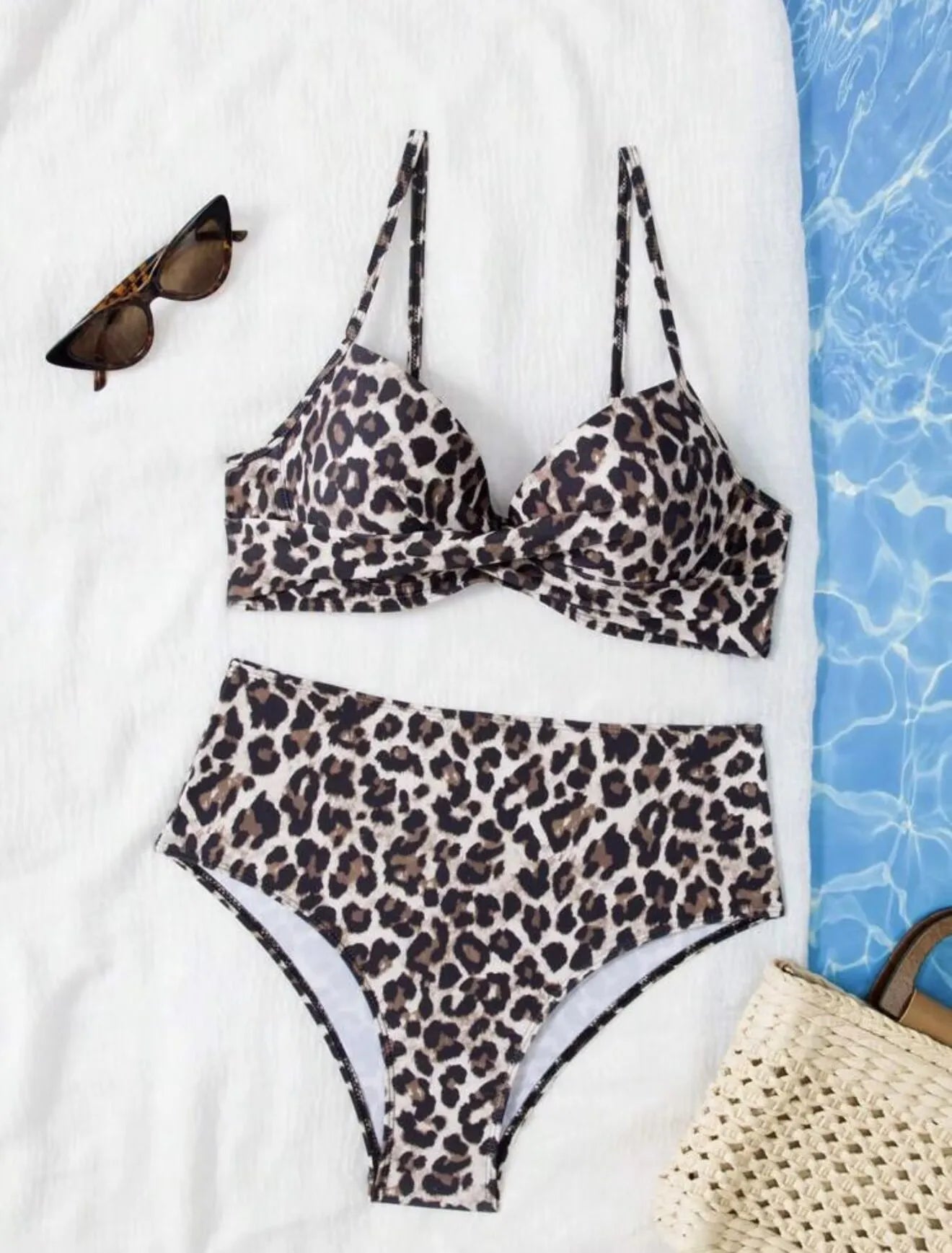 Leopard Print Bikini for Small Bust Swimsuit Confidence Boosting Two Piece Panties Swimming