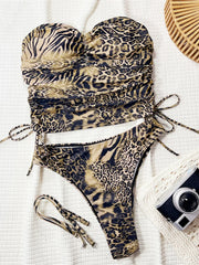 Leopard Tankini Bandeau Bikini Two-pieces Bikini Set