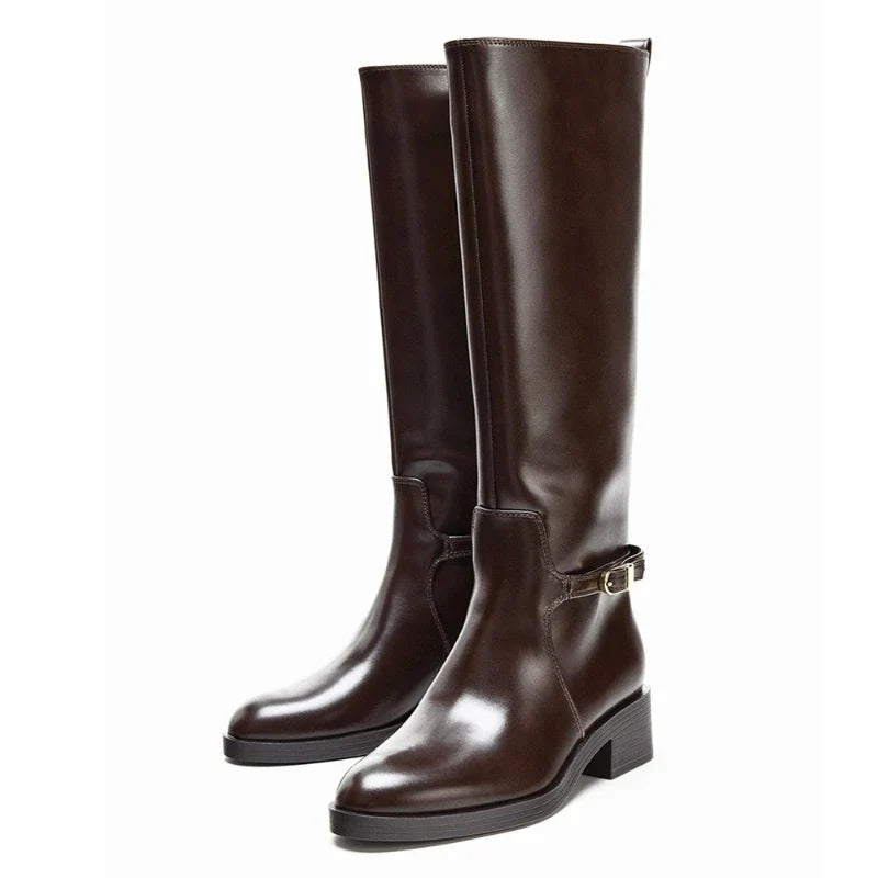 Luxury Chunky Heel Women's Knight Boots