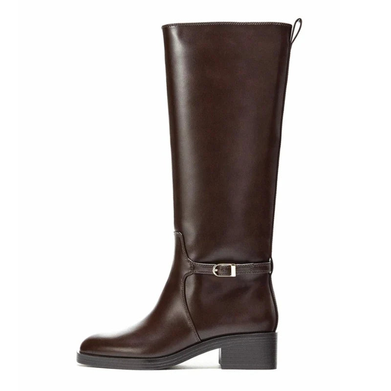 Luxury Chunky Heel Women's Knight Boots