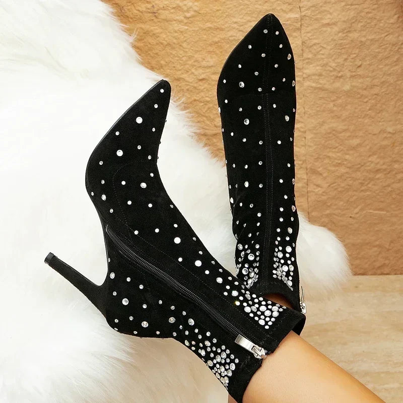 Luxury Crystal Decorate Ankle Boots