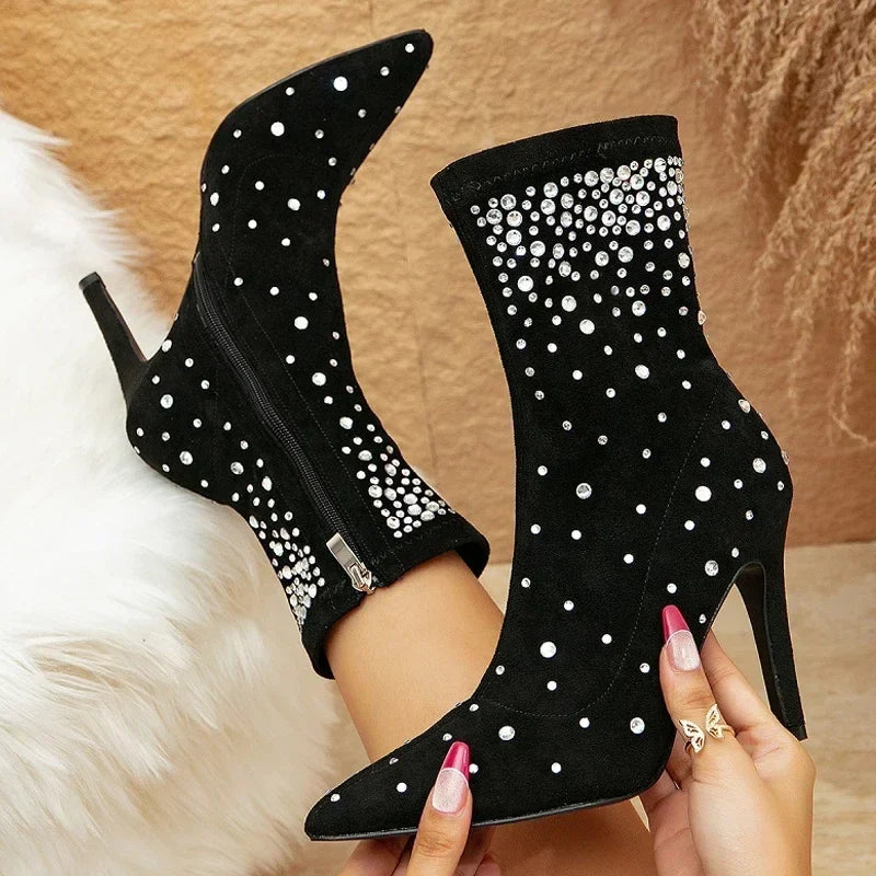 Luxury Crystal Decorate Ankle Boots