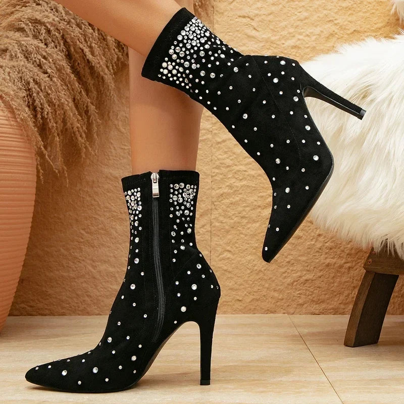 Luxury Crystal Decorate Ankle Boots