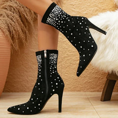 Luxury Crystal Decorate Ankle Boots