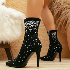 Luxury Crystal Decorate Ankle Boots