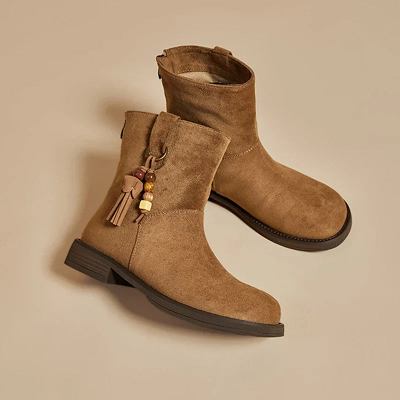 Luxury Designer Cow Suede Ankle Boots
