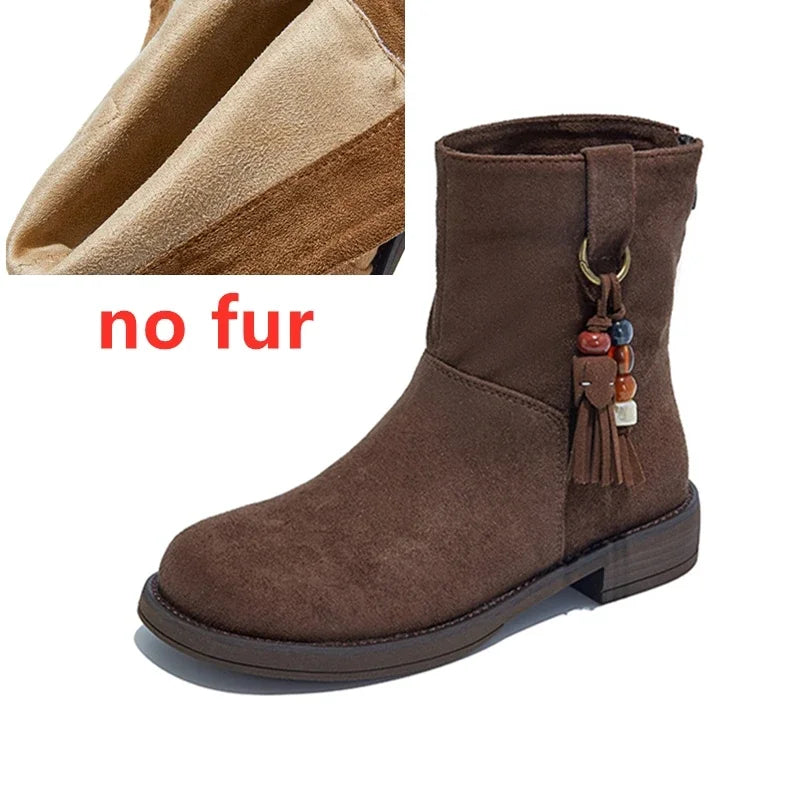 Luxury Designer Cow Suede Ankle Boots